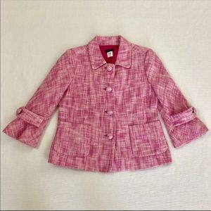 J. Crew Pink and White Tweed Blazer